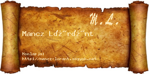 Mancz Lóránt névjegykártya